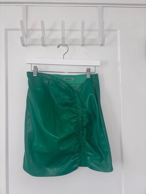 Manière De Voir Emerald Green Faux Leather Mini Skirt